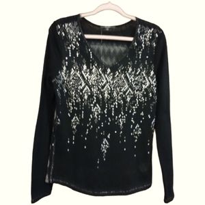 𝅺MISS Me small black long sleeve bling glitter sequin